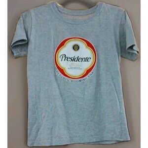 Presidente Cerveza Dominicana Women’s Small Gray Graphic Tee Vintage Style EUC